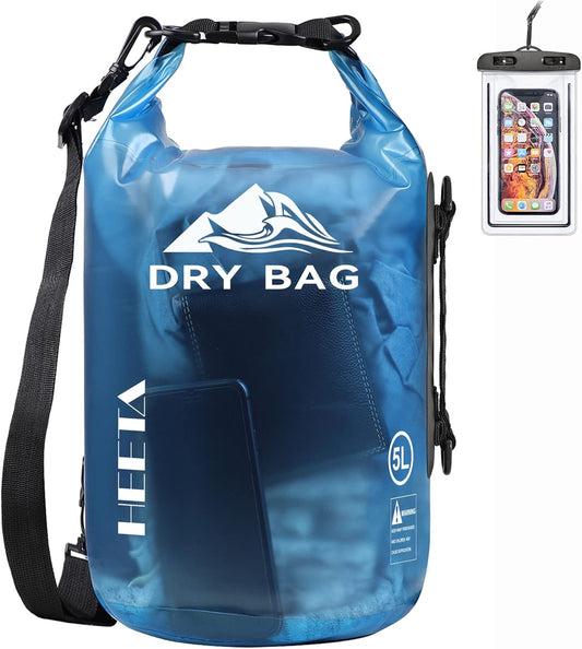 HEETA Dry Bag Waterproof for Women Men, 5L/10L/20L/30L/40L Roll Top Lightweight Dry Storage Bag Backpack with Phone Case for Travel Swimming Boating Kayaking Paddle Board Camping Beach Accessories - PuriLite