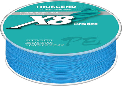 TRUSCEND X8 Braided Fishing Line, Durable and Valuable Braid PE Line for Professionals, More Thinner More Smoother Performance for Casting Well, Must-Have Freshwater Fishing Gear, Fishing Gift for Men
