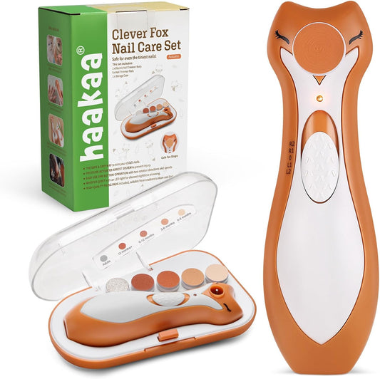 haakaa Electric Baby Nail Clippers for Newborns/Toddlers/Children/Adults, Electric Baby Nail File with 6 Replacement Heads & Storage Case
