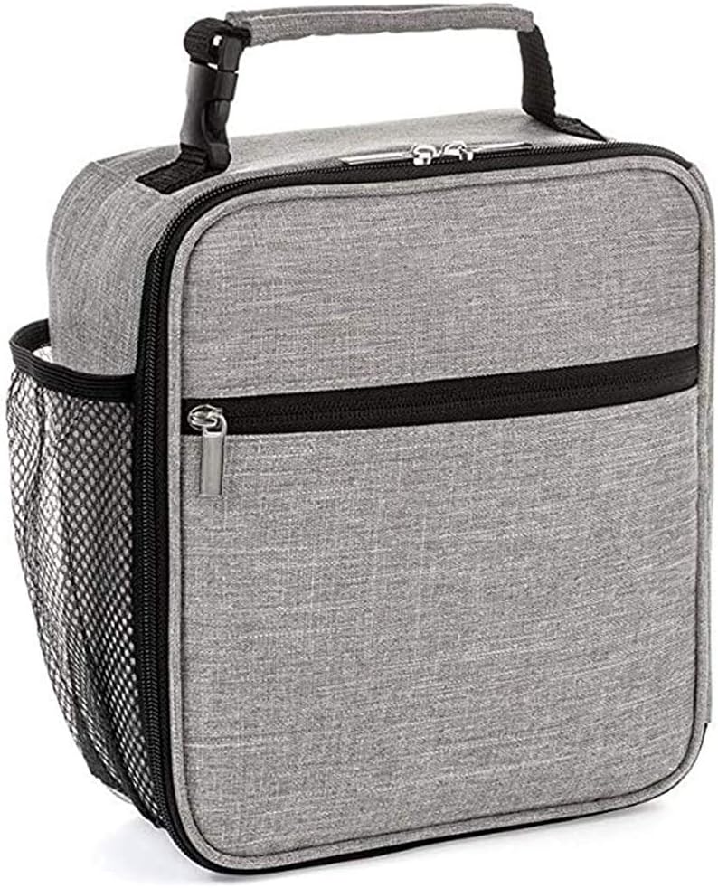Insulated Lunch Bag, Leakproof Portable Lunch Box for Women Men Boys Girls, Large Capacity Cooler Bag with Handle and Bottle Pocket for Office School Camping Hiking Outdoor Beach Picnic (Black)