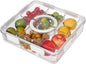 Taiuloo Divided Serving Tray with Lid & Handle, Airtight 6 Compartment Snackle Box Charcuterie Container, Fridge Organizer Bins, Food Storage Container Veggie Tray for Snack, Fruit, Salad, Nut