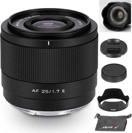 VILTROX 25mm f1.7 E, APS-C Lens for Sony E, Large Aperture STM Auto Focus Lens for Sony E-Mount A7C A7RII A7SII A7II A7RIII A7IV A7RIV A9 A1 ZVE1 A93 A6700 A6600 A6500 A6400 FX3 ZV-E10 FX30 ZV-E10II - PuriLite
