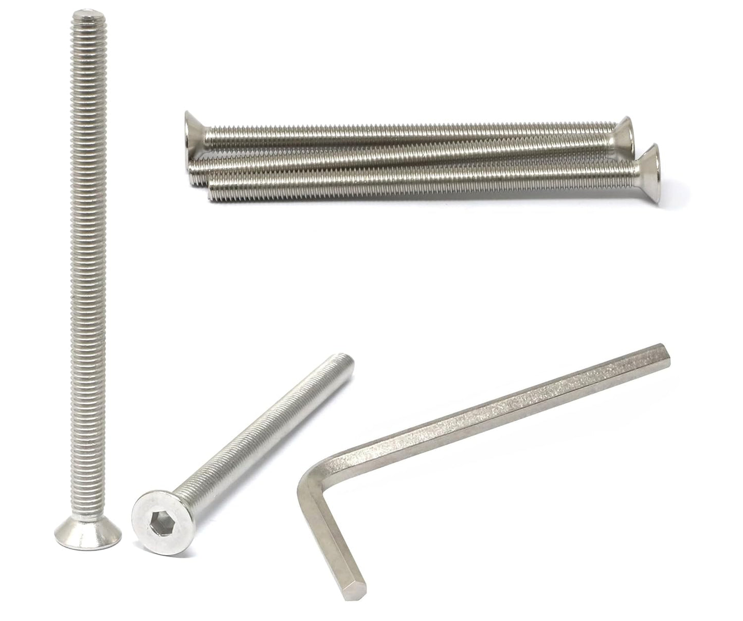 iexcell 5 Pcs M8 x 80mm Thread Pitch 1.25 mm Stainless Steel 304 Hex Socket Flat Head Cap Screws Bolts Kit