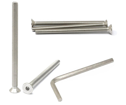 iexcell 5 Pcs M8 x 80mm Thread Pitch 1.25 mm Stainless Steel 304 Hex Socket Flat Head Cap Screws Bolts Kit
