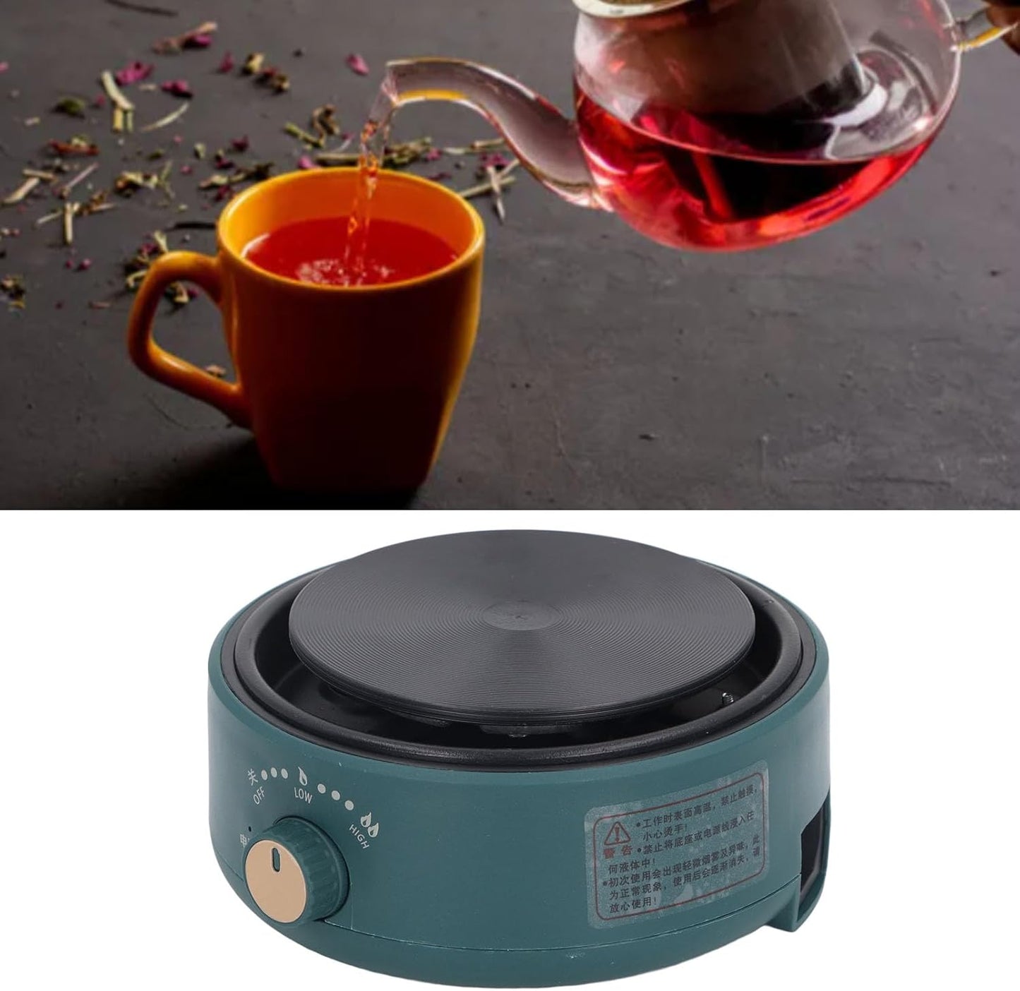 Electric Mini Stove Portable 4 Hot Plate 500W 110V Electric Ceramic Stove for Boiling Water, Making Tea and Coffee (Black)