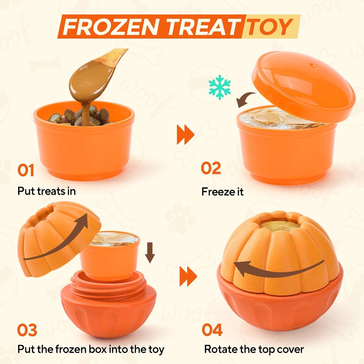 LIFLIX 3 in 1 Frozen Treat Ball, Durable Enrichment Dog Toys, Nylon Chew Toys for Small Medium Large Dogs, Treat Dispensing Dog Toys to Keep Them Busy