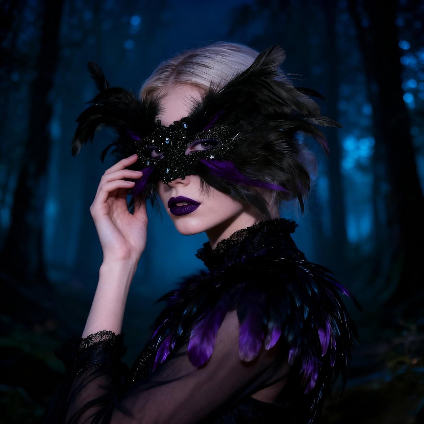 JEGERMIG Feather Carnival Mask Headwear Headpiece Halloween Showgirl Masquerade Cosplay Accessories for Women