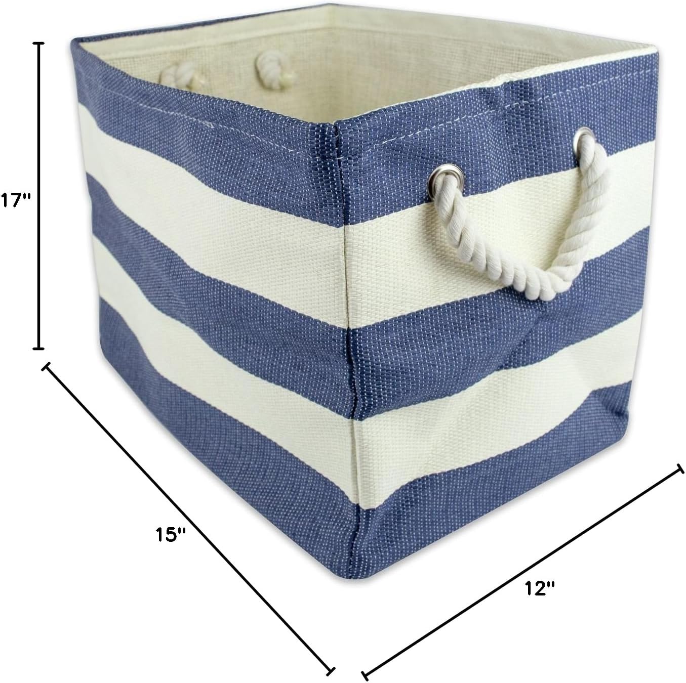 DII Storage Basket or Bin, Collapsible & Convenient Storage Solution for Office, Bedroom, Closet, Toys, Laundry (Large) - Pink Rugby Stripe