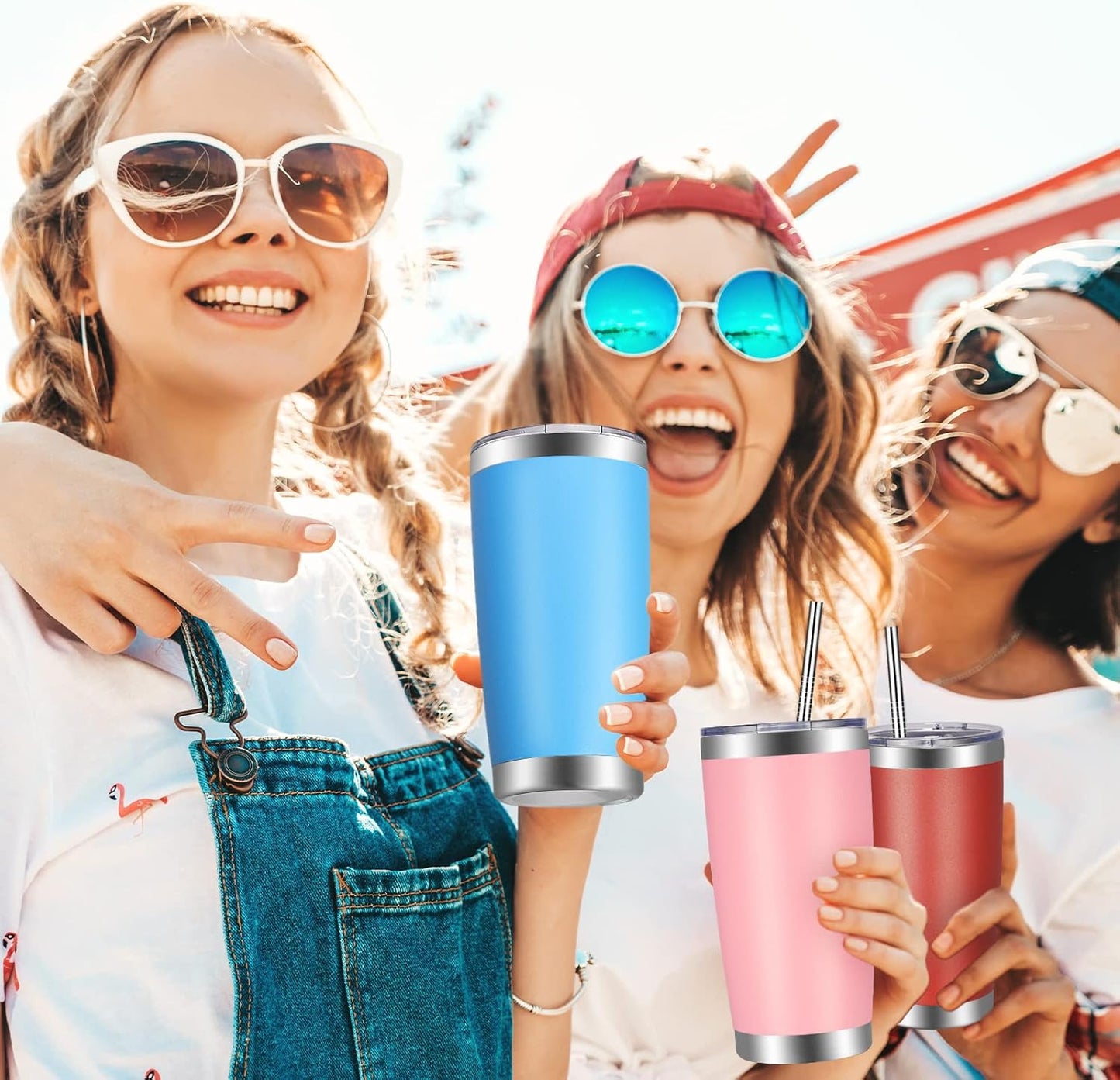 VEGOND 20oz Tumbler with Lid and Straw Stainless Steel Tumbler Cup Bulk Vacuum Insulated Double Wall Travel Coffee Mug Powder Coated Coffee Cup (Bluish Violet 6 Pack)