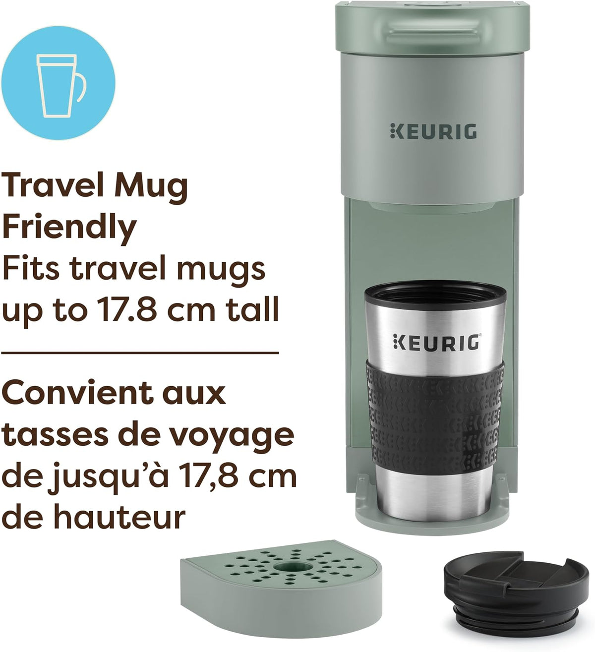 Keurig K-Mini Go Single Serve K-Cup Pod Coffee Maker, Sage