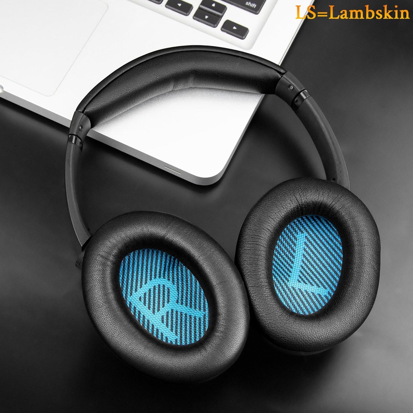 SoloWIT Earpads Cushions for Bose Headphones, Replacement Ear Pads for Bose QuietComfort 15 QC15 QC25 QC2 QC35/Ae2 Ae2i Ae2w/SoundTrue & SoundLink Around-Ear Series - QC25 PL Black&Blue