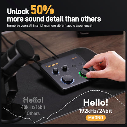 MAONO PS22 Lite USB Audio Interface for PC for Guitar & Vocals Streaming | Low-noise Preamp, 24-bit/192kHz, Loopback, ASIO Driver, Routing Software, for Home Studio, DAW Recording, OBS, Creators