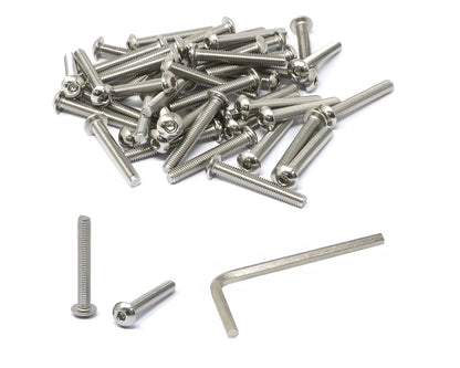 iexcell 50 Pcs M6 x 20mm Thread Pitch 1 mm Stainless Steel 304 Hex Socket Button Head Cap Screws Bolts Kit