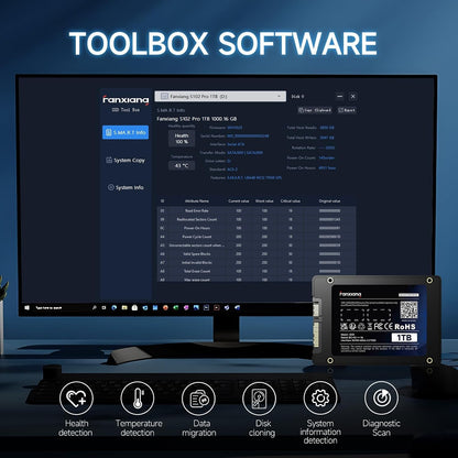fanxiang S101Q SSD 256GB 2.5'' SATA III 6Gb/s, Internal Solid State Drive Up to 530MB/s SLC Cache for Laptop and PC Desktop 7mm(0.28)
