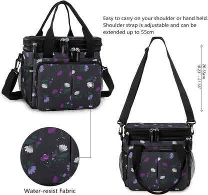 Lunch Bag Women Insulated Lunch Box for Work, Purple Expandable Large Lunch Bags, Leakproof Double Deck Lunch Box Cooler Bag（Purple）