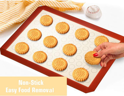 Wildone Baking Sheet with Silicone Mat Set, Set of 4 (2 Sheets + 2 Mats), Wildone Stainless Steel Cookie Sheet Baking Pan with Silicone Mat, Size 18 x 13 x 1 Inch, Non Toxic & Heavy Duty & Easy Clean