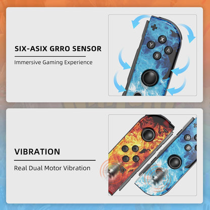 Switch Controller Compatible with Switch/OLED/Lite, Switch Joypad Replacement Controller, Left and Right Wireless Switch Handheld Controller(ice and fire)