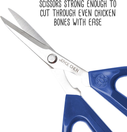 Joyce Chen Original Unlimited Kitchen Scissors All Purpose Kitchen Shears with Comfortable Handles, Blue, 2 Pack