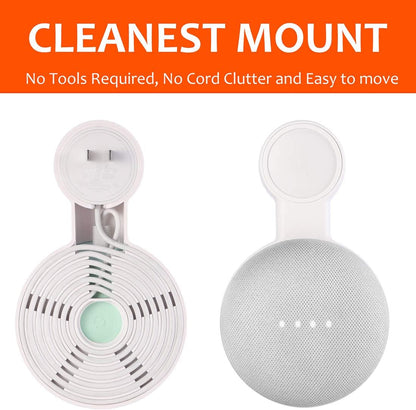 (2 Pack) Outlet Wall Mount Holder for Google Home Mini and Google Nest Mini, A Space-Saving Accessories with Cord Management for Google Mini Smart Speaker, No Messy Wires or Screws