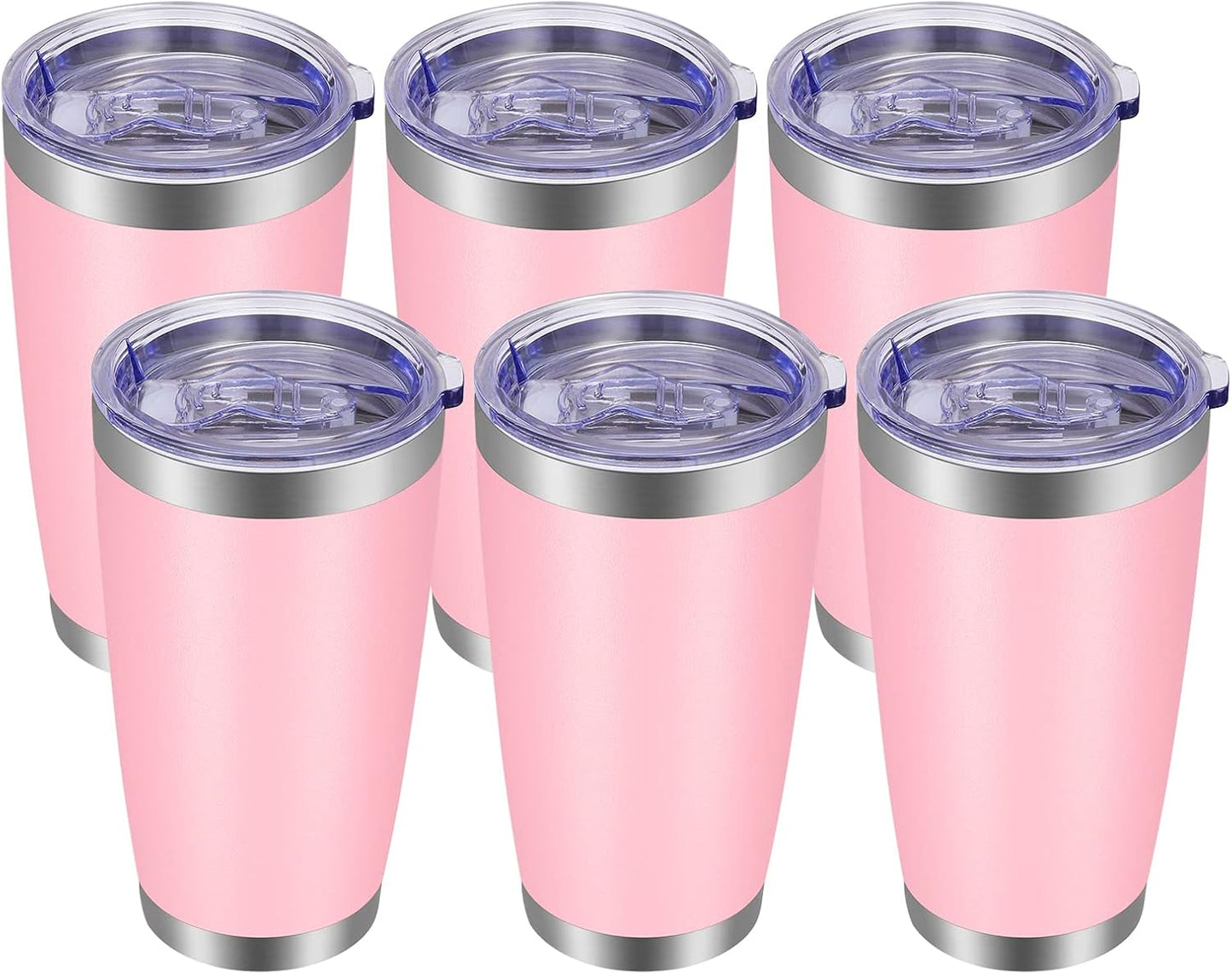VEGOND 20oz Tumbler with Lid and Straw Stainless Steel Tumbler Cup Bulk Vacuum Insulated Double Wall Travel Coffee Mug Powder Coated Coffee Cup (Bluish Violet 6 Pack)