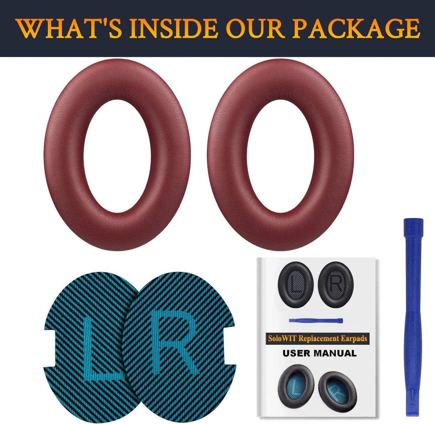 SoloWIT Earpads Cushions for Bose Headphones, Replacement Ear Pads for Bose QuietComfort 15 QC15 QC25 QC2 QC35/Ae2 Ae2i Ae2w/SoundTrue & SoundLink Around-Ear Series - QC25 PL Black&Blue