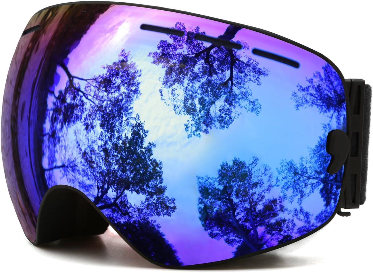 Winter Snow Sport Ski Goggles with Detachable Lens System – Anti-Fog, Helmet Compatible, Over-Glasses Fit for Men, Women, and Youth - PuriLite