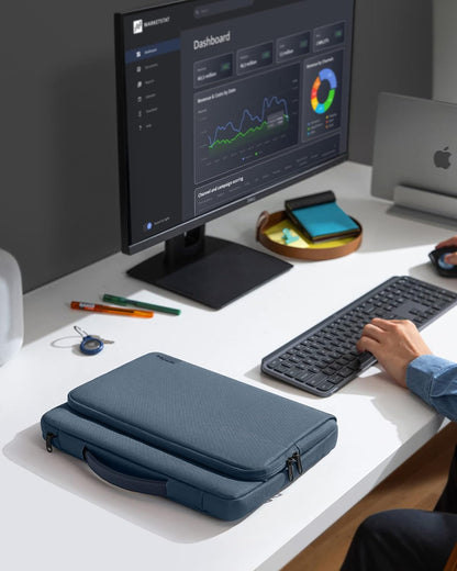 tomtoc 360 Protective Laptop Carrying Case for 16-inch New MacBook Pro M4/M3/M2/M1 Pro/Max 2024-2019, Water-Resistant Laptop Bag Sleeve with Accessory Pocket for The New Razer Blade 15