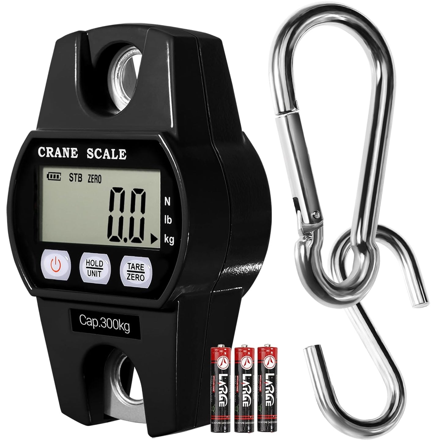 GRAM PRES Digital Hanging Scale 660 Lb 300 Kg Hanging Digital Scale, Handheld Mini Crane Scale with Hooks for Farm Hunting Fishing Outdoor
