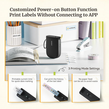 NIIMBOT D110 Mini Label Maker Machine with Tape(Pre-Cut Size 12x40mm), Portable Bluetooth Sticker Printer, Inkless Automatic Feeding One-Touch Custom Printing, Compatible with Phone Only