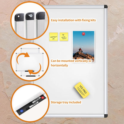 VIZ-PRO Magnetic Whiteboard/Dry Erase Board, 36 X 24 Inches, Includes 1 Eraser & 2 Markers & 4 Magnets | Includes 1 Eraser, 2 Markers & 4 Magnets, 3' x 2', Aluminum Frame, for School Office and Home