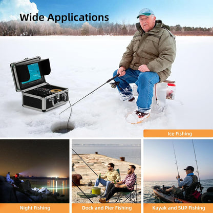 Eyoyo Underwater Fishing Camera Video Fish Finder Sea/River/Ice Fishing Camera 1000TVL 7" Monitor w/ 12 White Lights 15m Cable