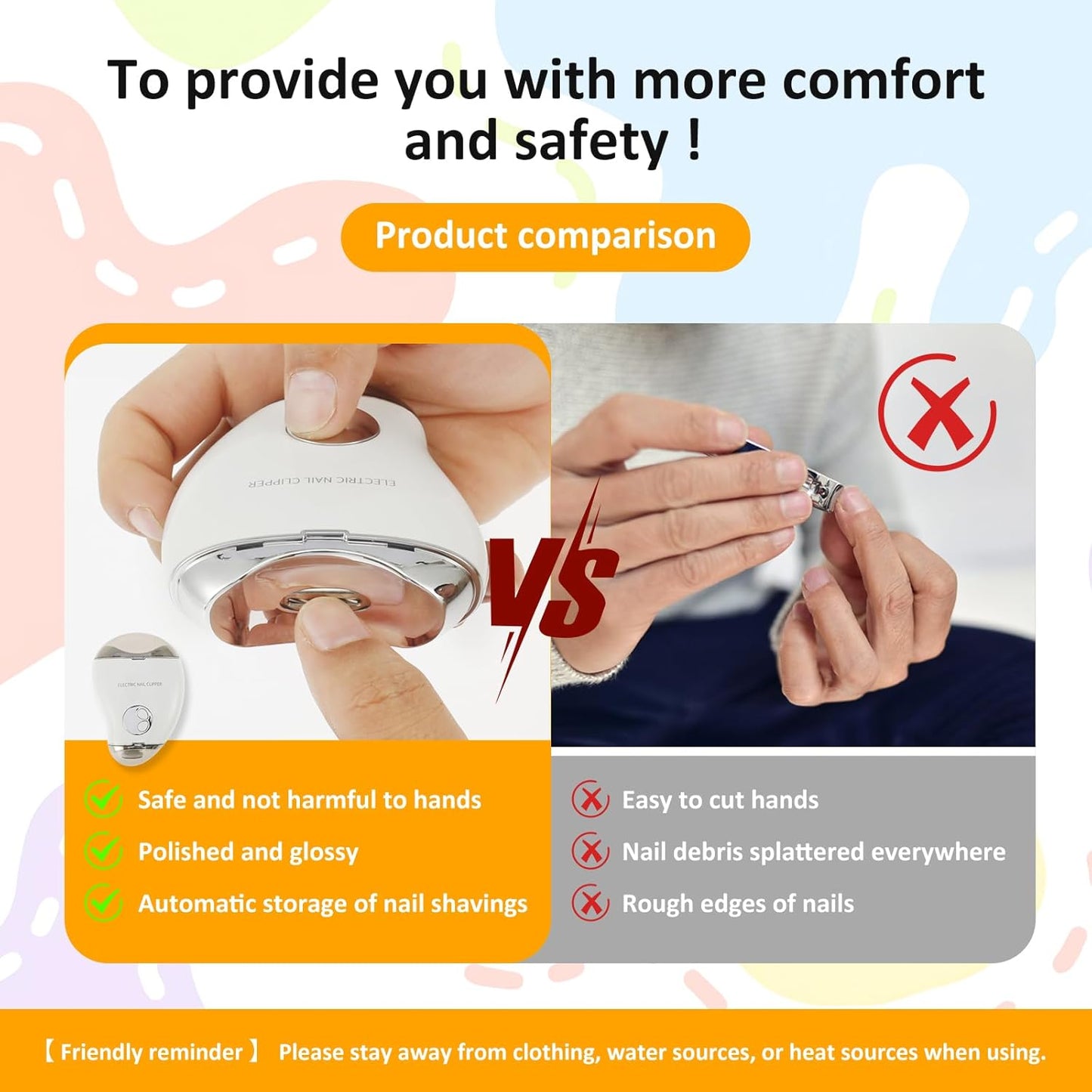 Electric Nail Clipper with Light and 3 Speeds Portable Automatic Baby Nail Clippers with Nail Scraps Storage Rechargeable Nail Cutter Safety Fingernail Trimmer for Kids Adults Seniors