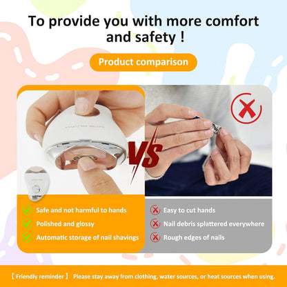 Electric Nail Clipper with Light and 3 Speeds Portable Automatic Baby Nail Clippers with Nail Scraps Storage Rechargeable Nail Cutter Safety Fingernail Trimmer for Kids Adults Seniors