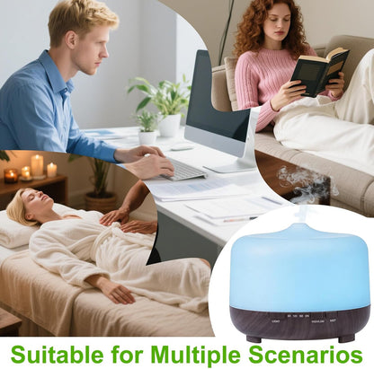 Multifunctional Essential Oil Diffuser - 500ML Aromatherapy Diffuser with Remote Control Two Mist Modes Humidifier Eight LED Lights Auto Shut-Off Safety Switch for Home Bedroom Office