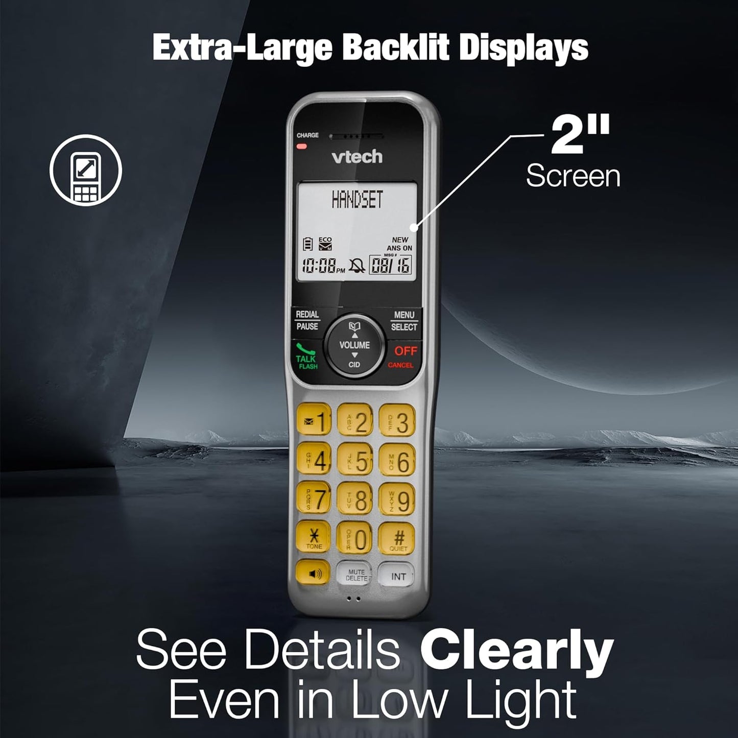 VTech DECT 6.0 1-Handset Corded/Cordless Phone for Home with Answering Machine, Call Blocking, Caller ID, Large Backlit Display, Duplex Speakerphone, Intercom, Landline Line-Power: VG208