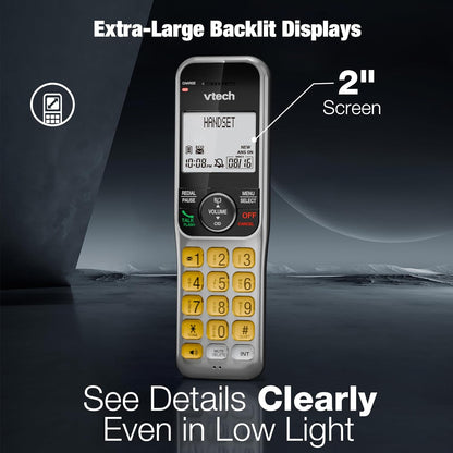 VTech DECT 6.0 1-Handset Corded/Cordless Phone for Home with Answering Machine, Call Blocking, Caller ID, Large Backlit Display, Duplex Speakerphone, Intercom, Landline Line-Power: VG208