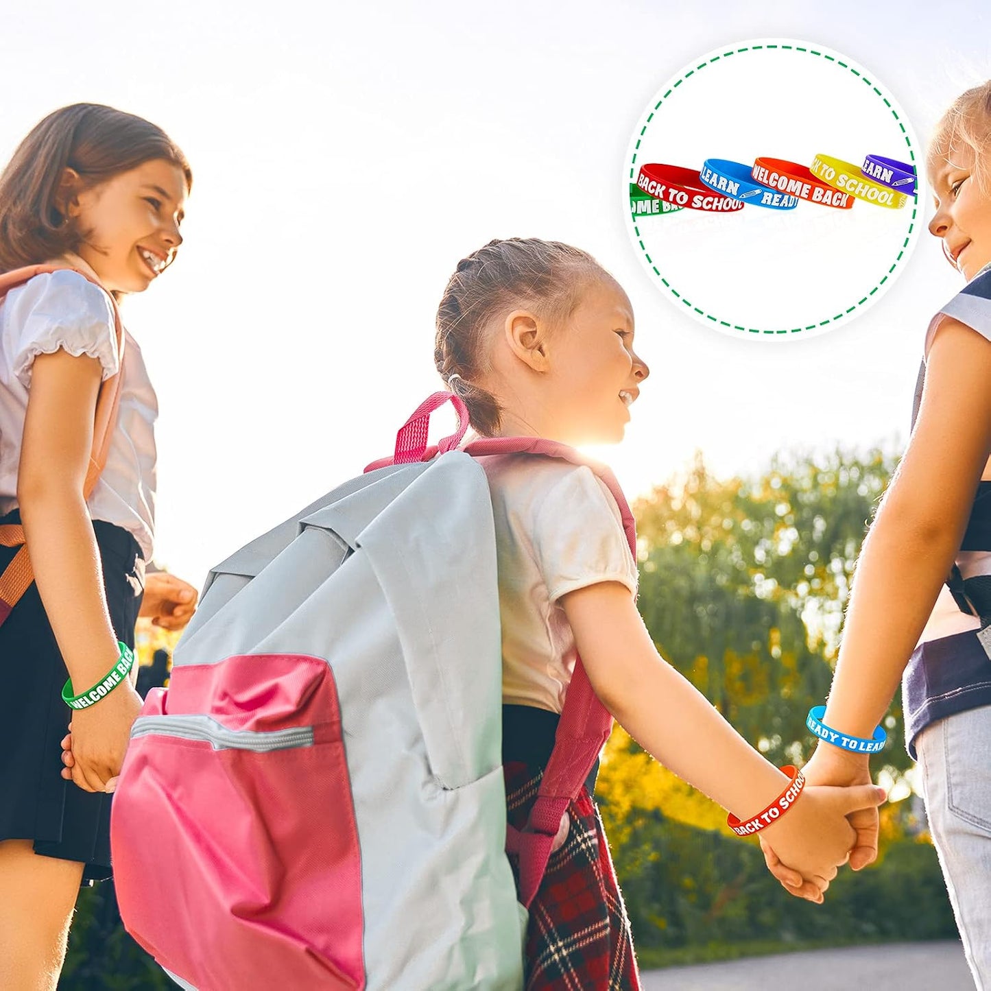 Welcome Back to School Bracelets Silicone Wristbands Rubber First Day of School Favors Rewards School Opens Prize for Students Teens Semester Begins School Party Supplies Decorations