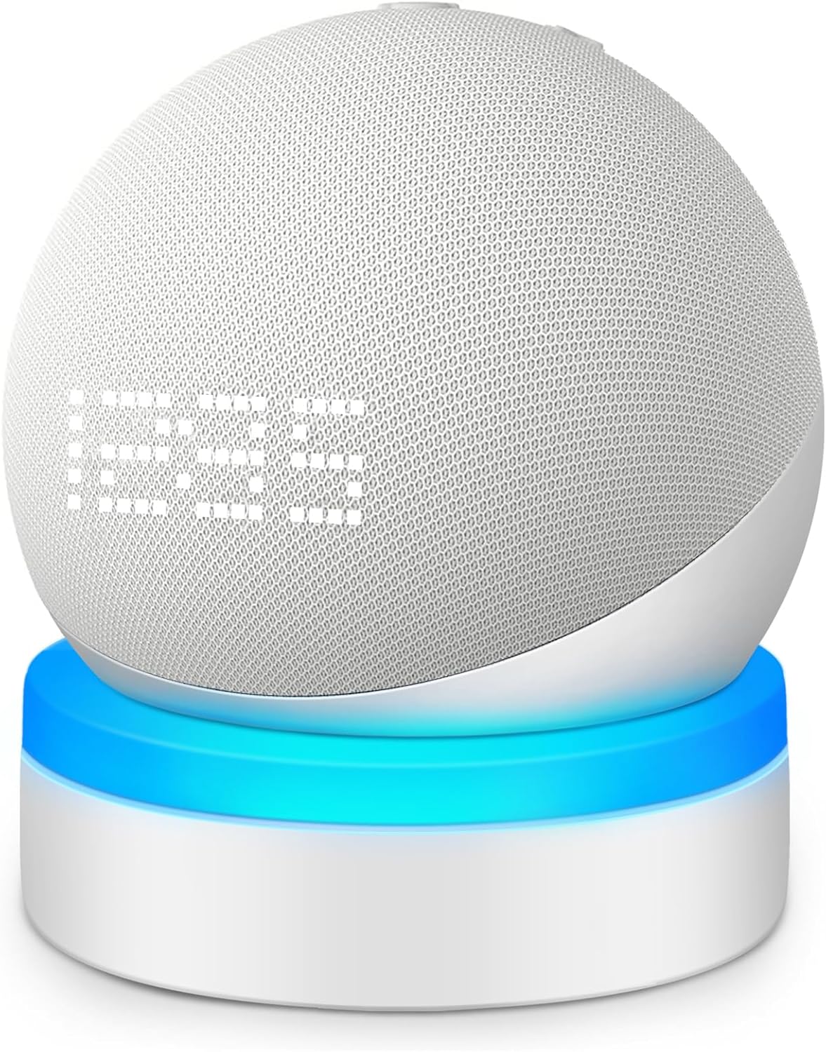 ZUOLACO Table Stand for Echo Dot 5th Generation, Desktop Holder Mount Base for Echo Dot 4th & 5th Gen, Built-in Cable Management and Light Guide, Make Dot More Noticeable, White