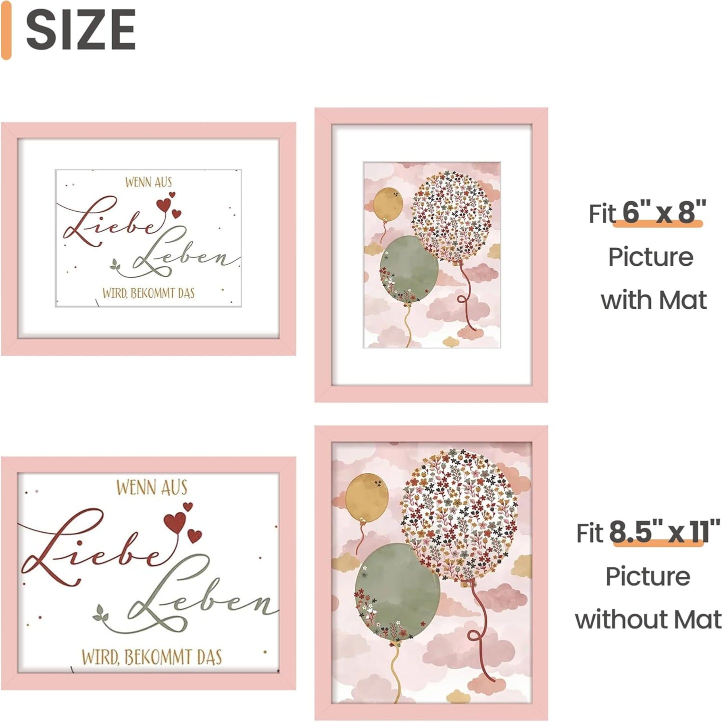 upsimples 11x14 Picture Frame, Display Pictures 8x10 with Mat or 11x14 Without Mat, Wall Hanging Photo Frames, Black