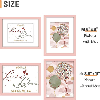 upsimples 11x14 Picture Frame, Display Pictures 8x10 with Mat or 11x14 Without Mat, Wall Hanging Photo Frames, Black
