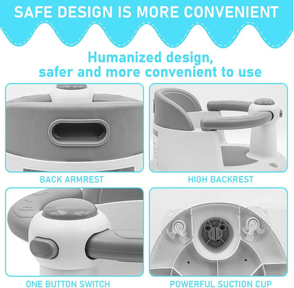 Baby Bath Seat for Babies 6 Months & Up, Non-Slip Infant Toddler Baby Bathtub Bath Seat for Sitting Up, Baby Tub Seat with Suction Cups for Shower (Grey)