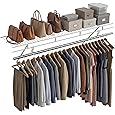 PROWORX 2-4 Ft. Expandable Closet Organizer System Kit, White Custom Metal Wire Shelving, Organization and Storage Shelves Wall Mounted with Hanging Rods