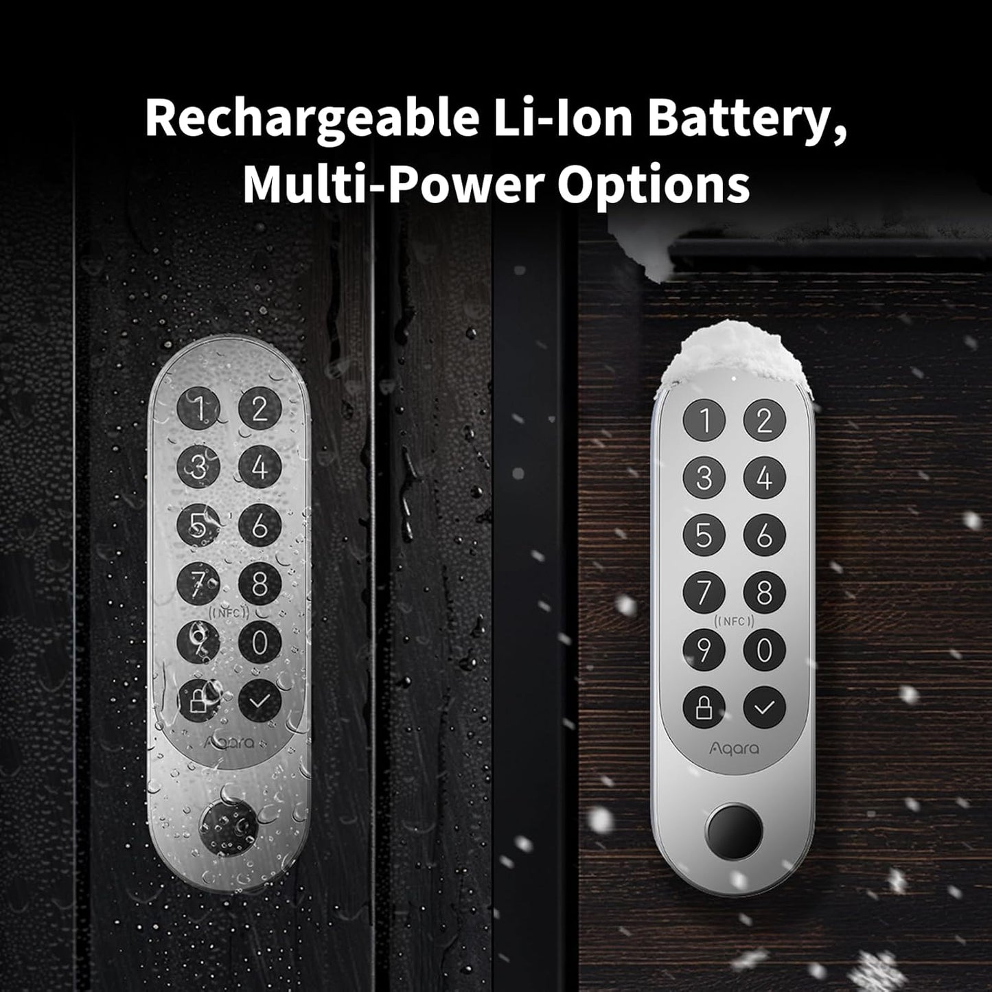 Aqara Smart Lock U200 (Fingerprint Keypad Included), Matter Over Thread, Keyless Entry Door Lock with Apple Home Key and Rechargeable Battery, Supports Apple Home, Alexa and SmartThings, Black