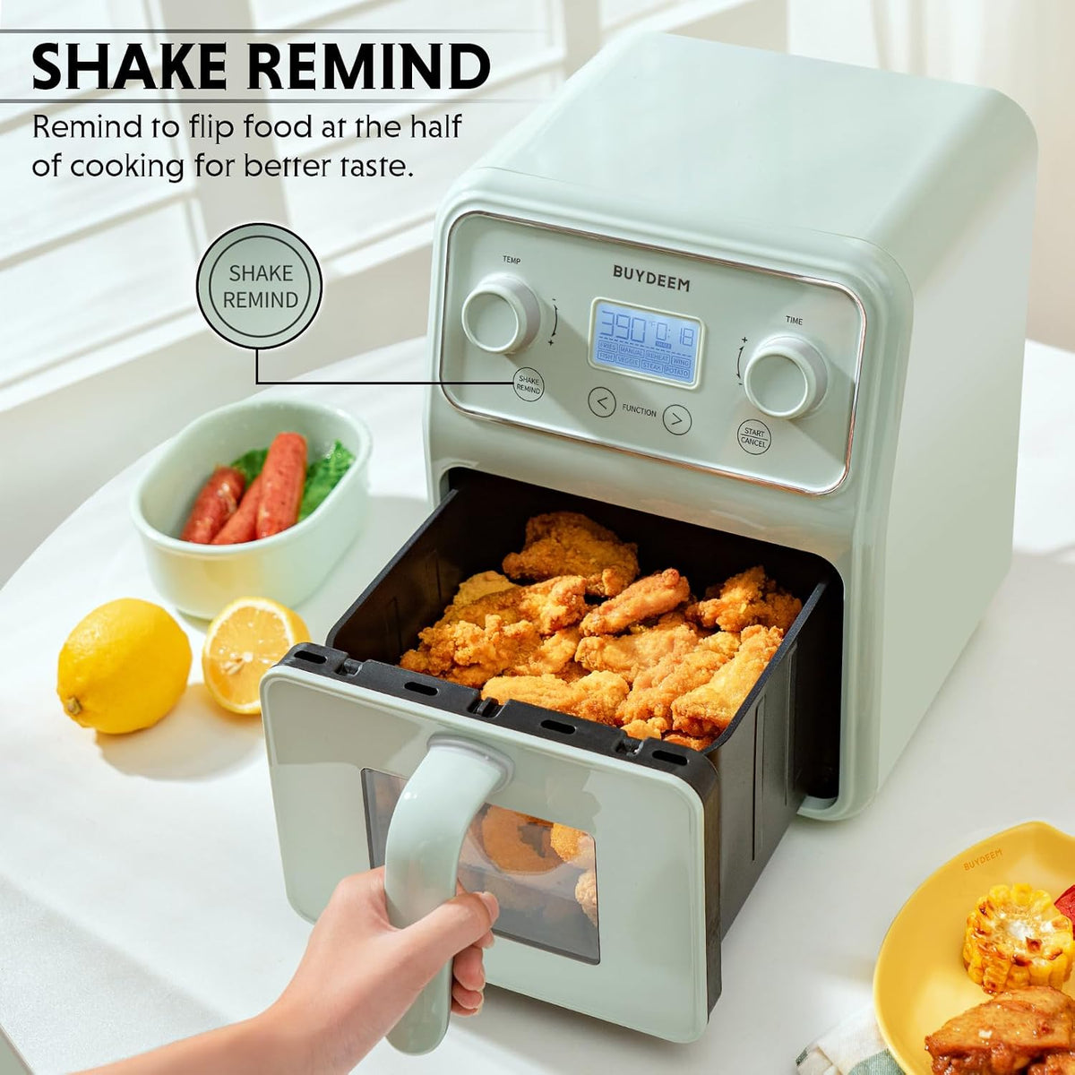 BUYDEEM F51 Air Fryer, Visible Window, One-Touch Control with LCD Display