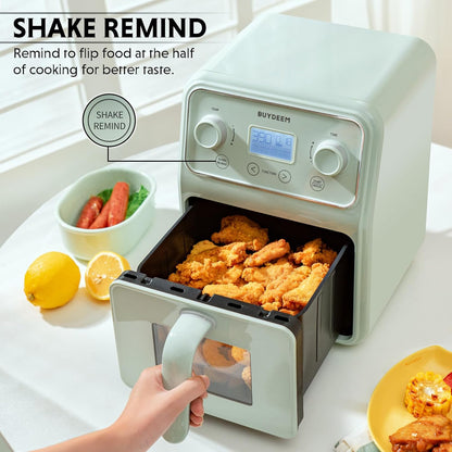 BUYDEEM F51 Air Fryer, Visible Window, One-Touch Control with LCD Display