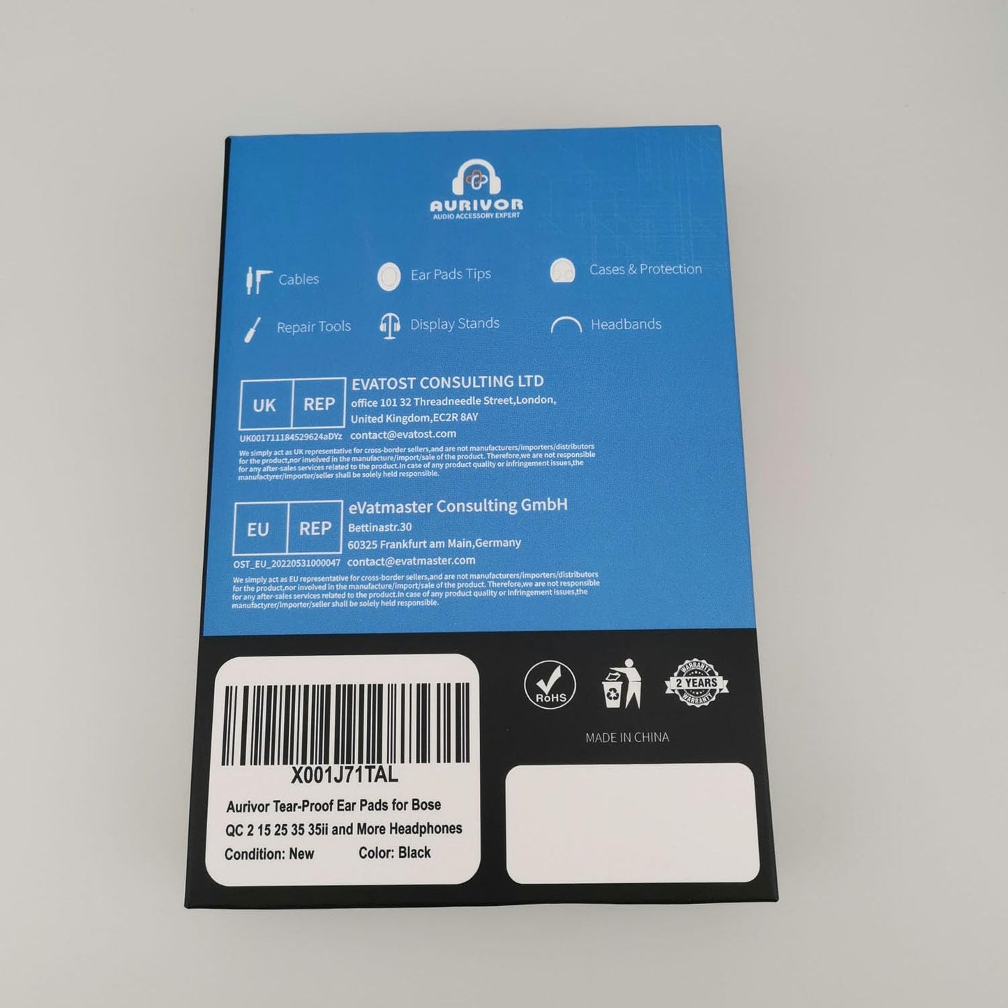 Replacement Ear Pads Earpads for Bose QuietComfort QC 2 15 25 35 Ear Cushion for QC2 QC15 QC25 QC35 SoundLink SoundTrue Around-Ear II AE2 (Black)