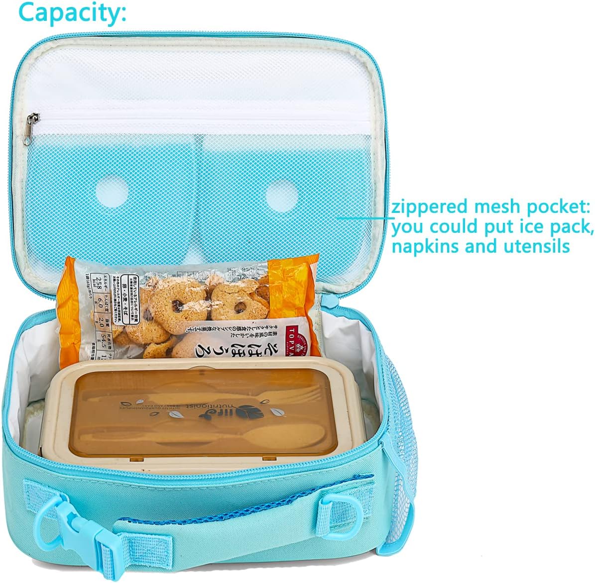 FlowFly Kids Lunch Box Insulated Soft Bag Mini Cooler Back to School Thermal Meal Tote Kit for Girls, Boys, Black