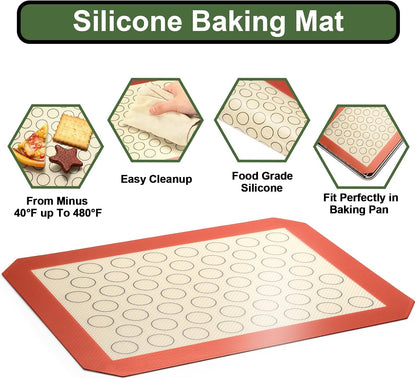 EWFEN Baking Set: Stainless Steel & Silicone Mat Set, 3 Sizes (13x18, 12x17, 9x13 inches), Multi-size Set with Versatile Use