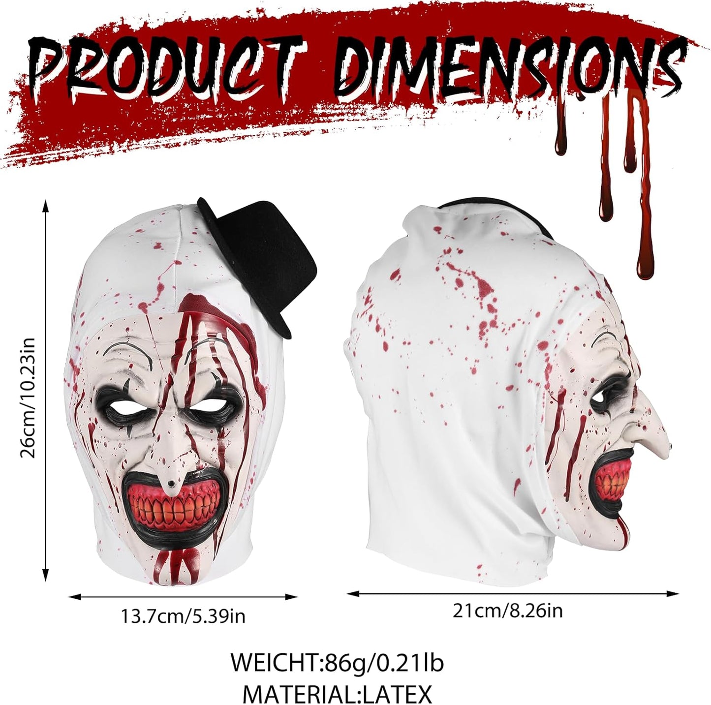 Scary Halloween Mask,Scariest Clown Mask for Adults, Comfortable Breathable Latex Terrifier Mask For Halloween Parties