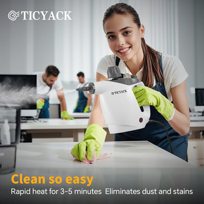 TICYACK Steam Cleaner Handheld, 500ML, Continuous Steam,16 PCS, Grey/White